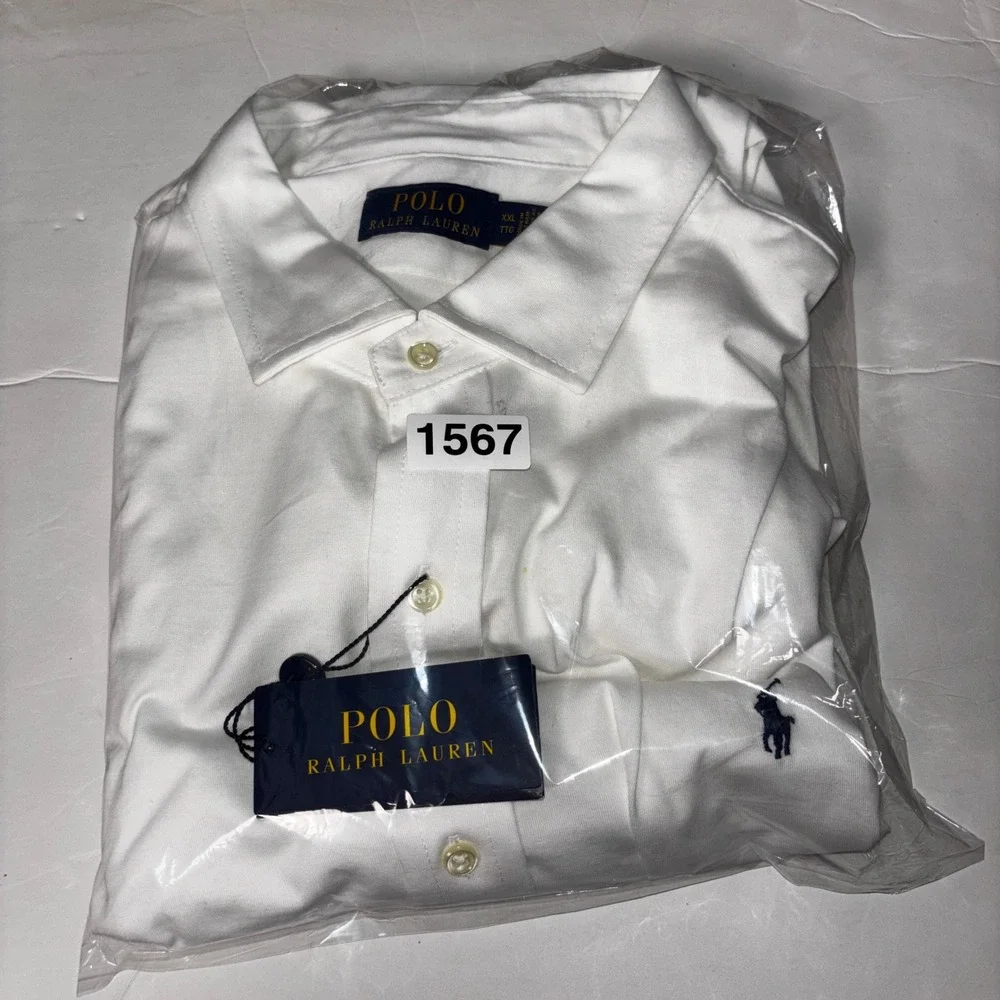 Polo Ralph Lauren Mens XXL White Cotton Jersey Long Sleeve Button Down Shirt NWT